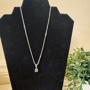 Silver Tone Dainty Drop Pendant Necklace